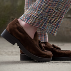 Brown Suede Leather Belize Chunky Tassel Loafers - With Track Soles - AW24  Casual Shoes Collection