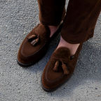 Brown Suede Leather Belize Chunky Tassel Loafers - With Track Soles - AW24  Casual Shoes Collection
