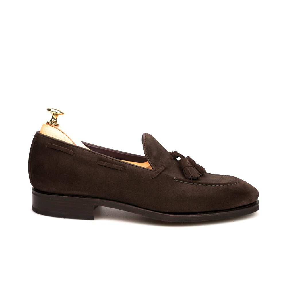 James Dark Brown Suede Leather Tassel Loafer