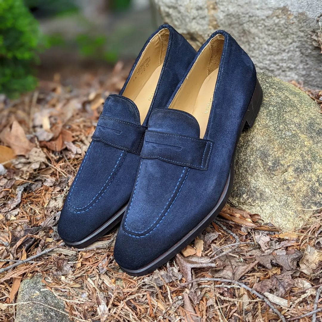 Ron Navy Blue Suede Leather Penny Loafer – Nobles walk