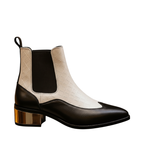 Luxury Dual-Tone Croco Leather Chelsea Boots with Metallic Gold Heel