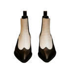 Luxury Dual-Tone Croco Leather Chelsea Boots with Metallic Gold Heel