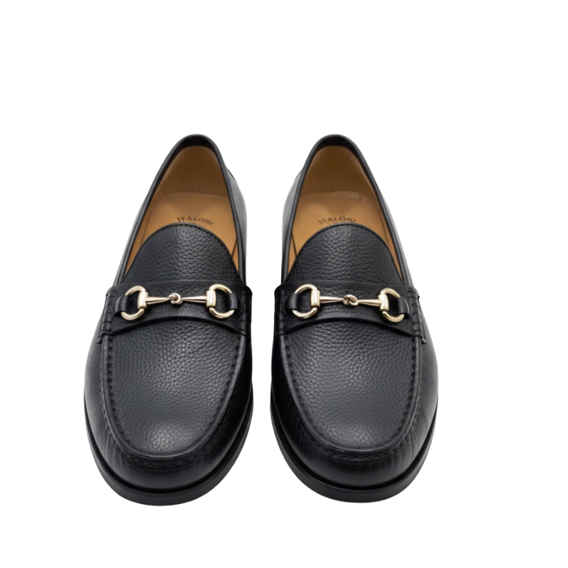 Pebbled Horsebit Leather Loafers