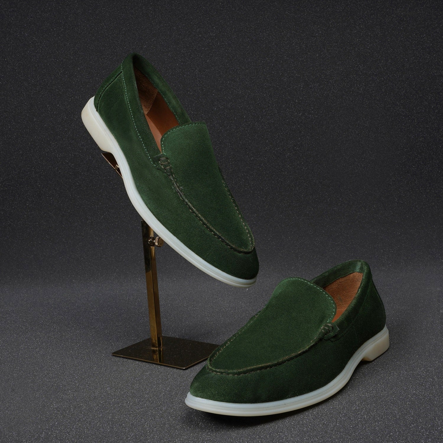 Men's Yacht Shoes in Green suede Leather Loafer