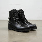 Men's Black Plain-Toe Leather Hiker Boots -