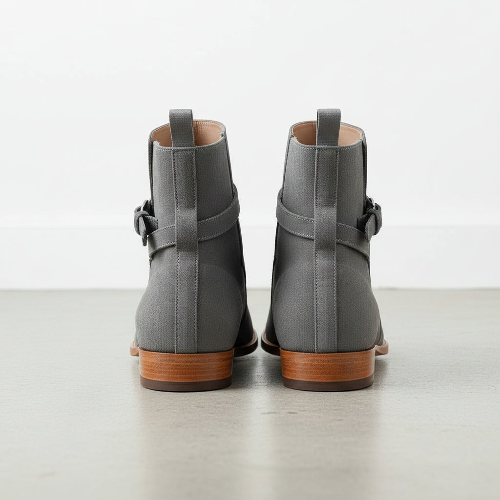 Men's Gray Suede Buckle Ankle Boots — Hampton
