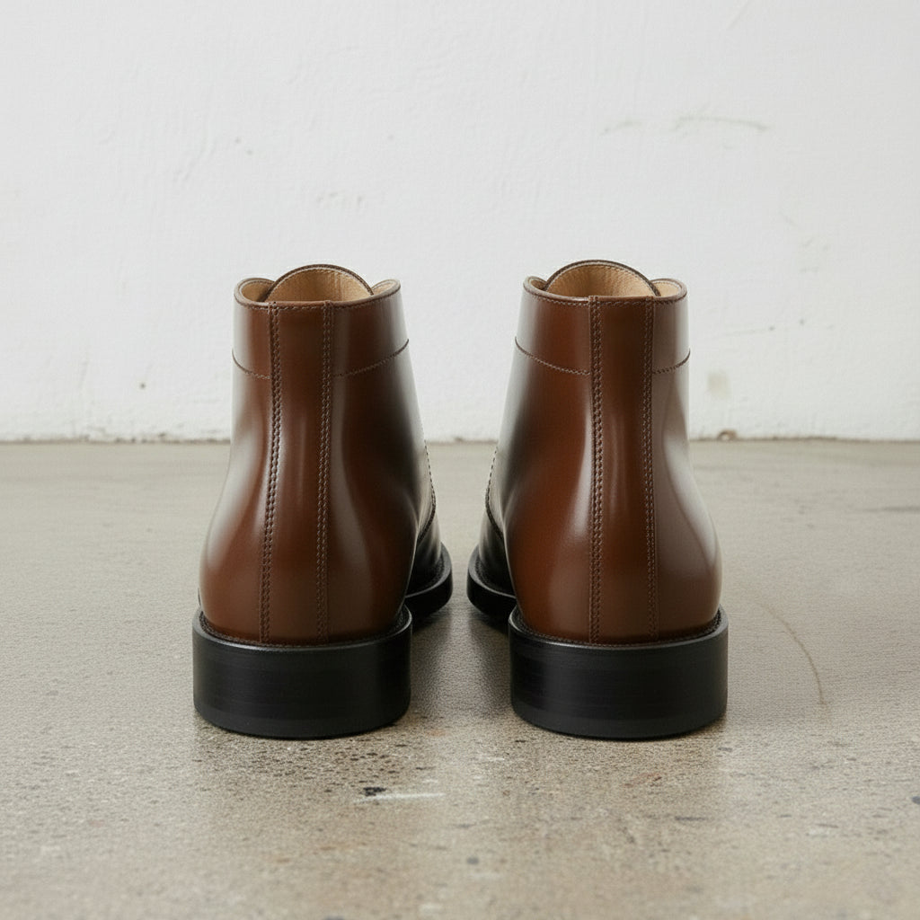 Men's Brown Patent Leather Chukka Boots — Holwood
