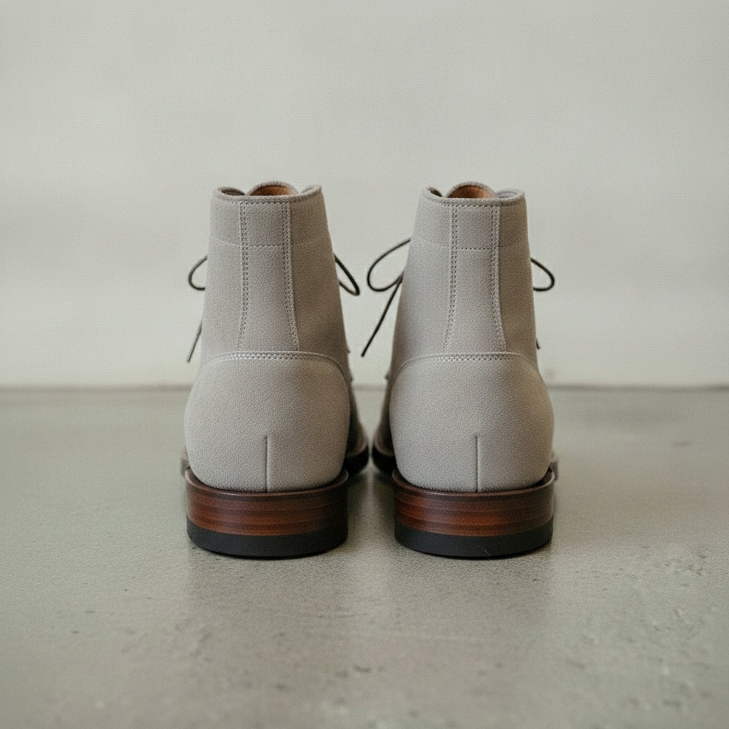 Men's Light Gray Apron-Toe Suede Derby Ankle Boots — HARROW