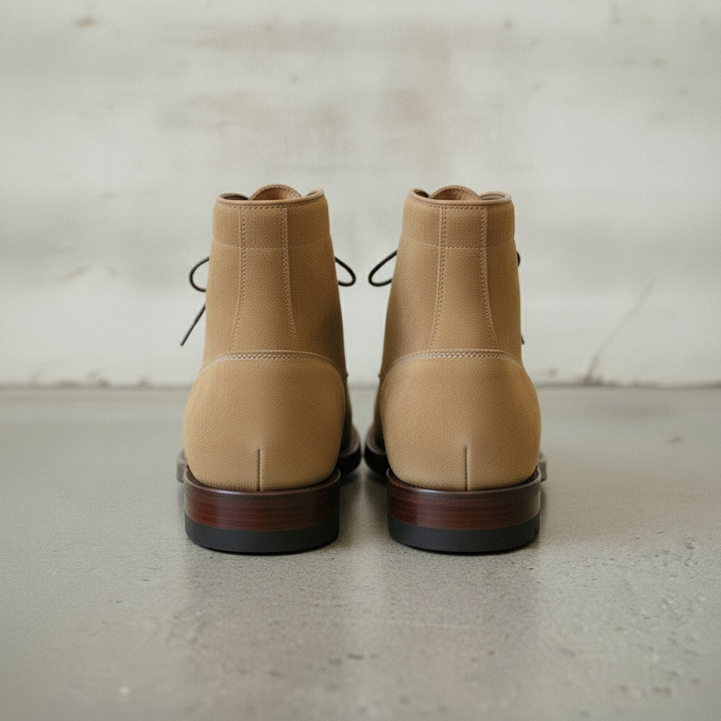 Men's Tan Apron-Toe Suede Derby Ankle Boots — HARROW