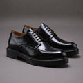 Black Croc Print Leather Orion Chunky Derby Shoes