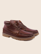 Cognac leather lug-sole boat boots
