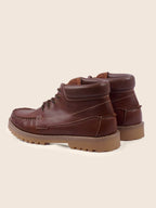 Cognac leather lug-sole boat boots