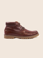Cognac leather lug-sole boat boots