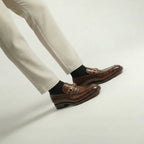 Brown Croc Print Leather Lucente Horse Bit Loafer