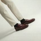 Burgundy Croc Print Leather Lucente Penny Loafer Shoes