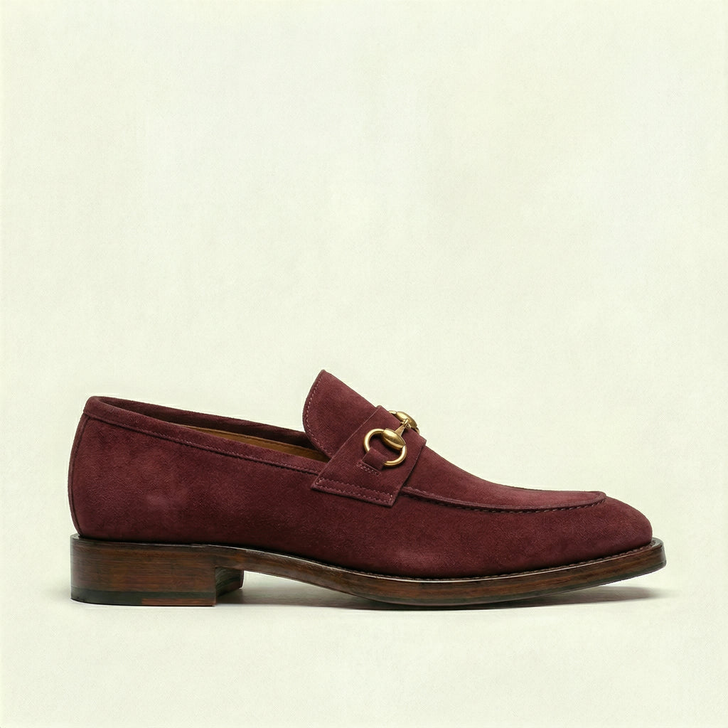 Burgundy Suede Lucente Penny Loafer Shoes