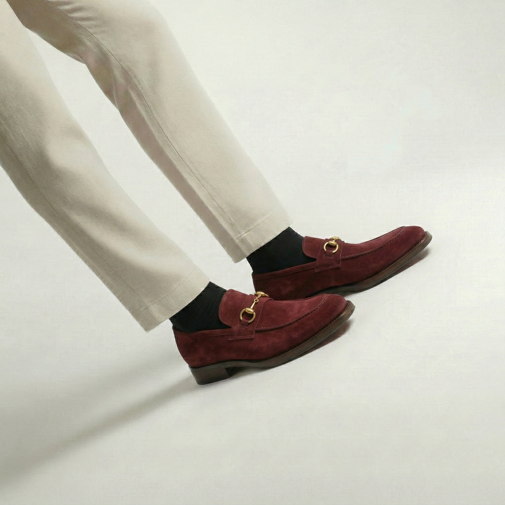 Burgundy Suede Lucente Penny Loafer Shoes