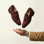Burgundy Suede Lucente Penny Loafer Shoes