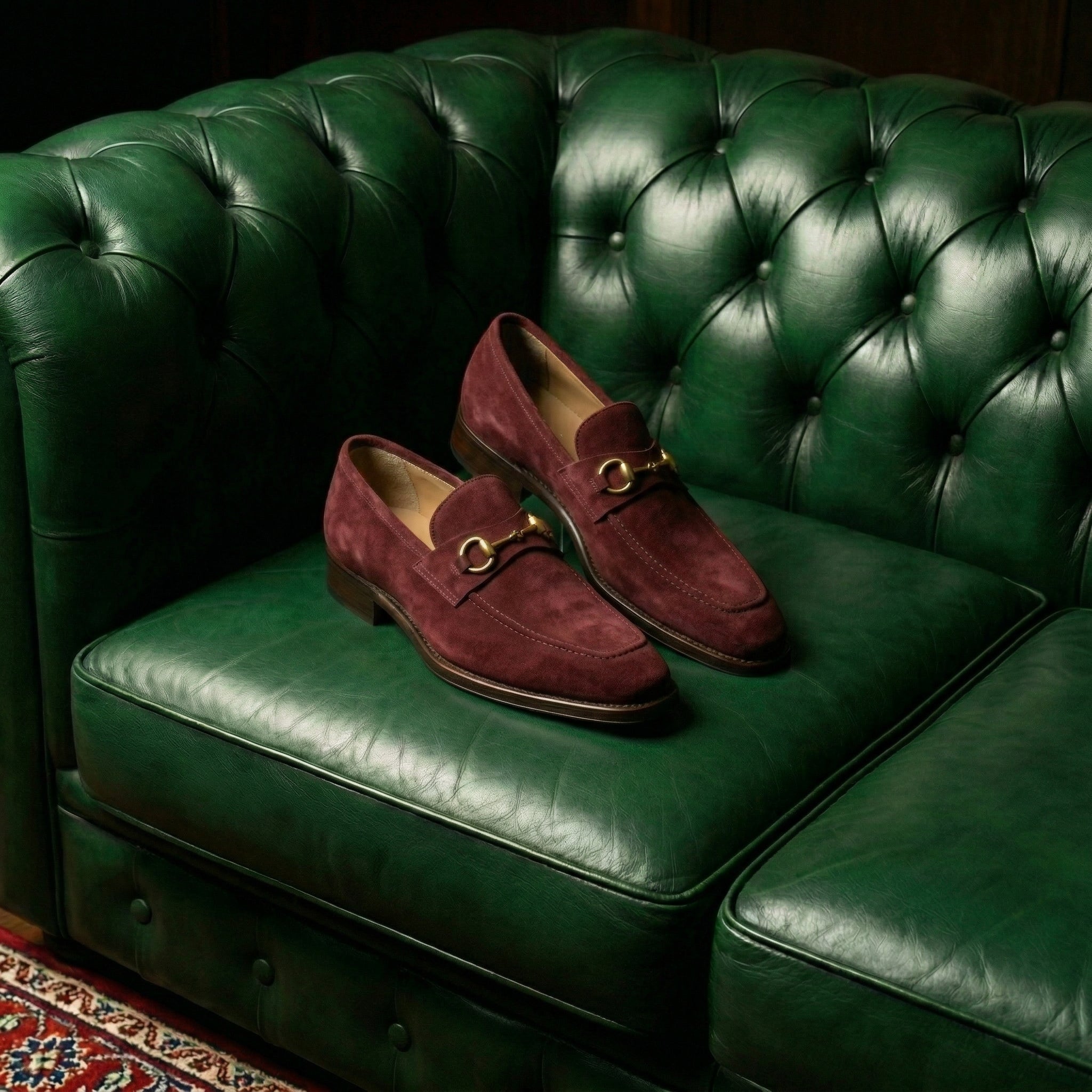 Burgundy Suede Lucente Penny Loafer Shoes