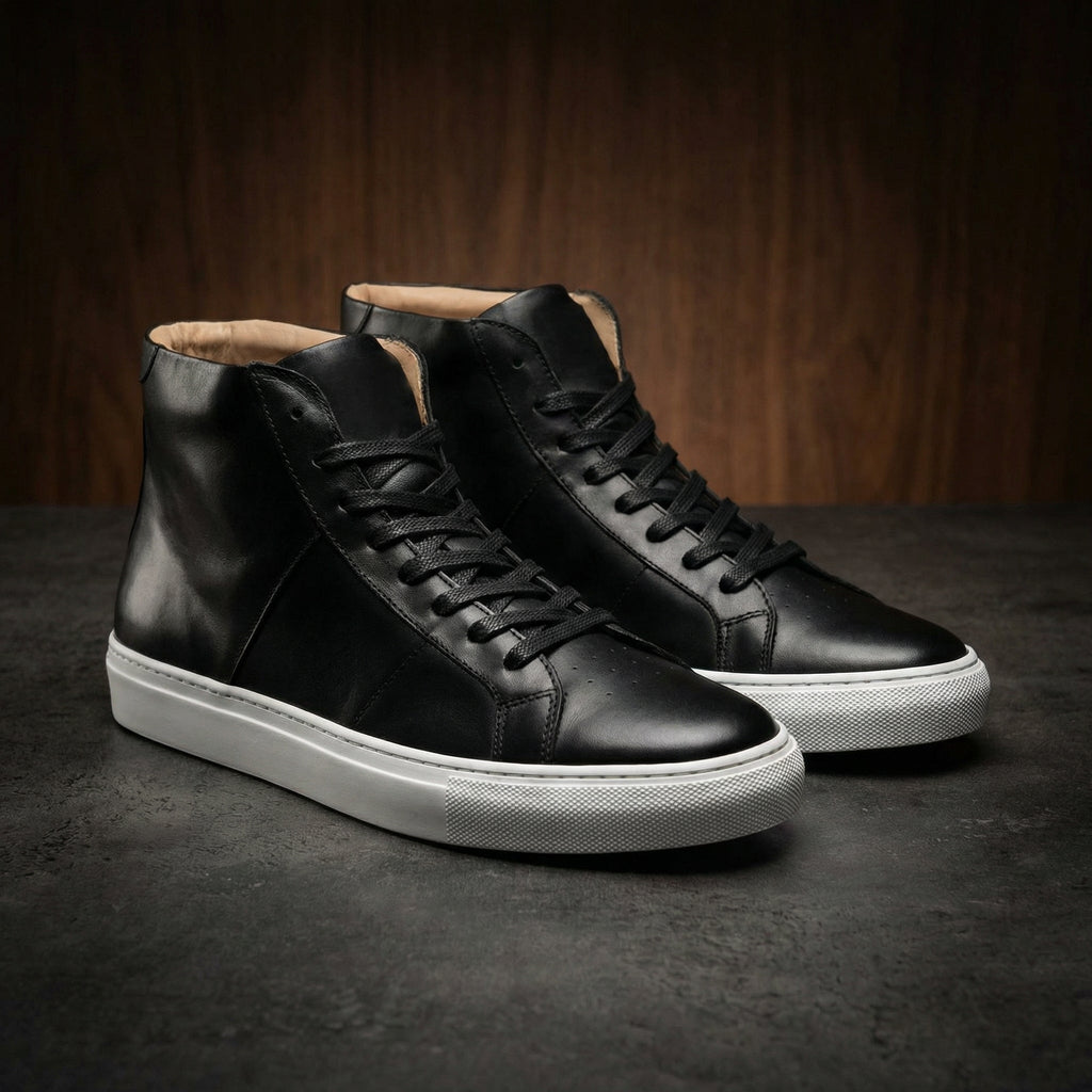 Black Leather Coleman Sneaker Boots