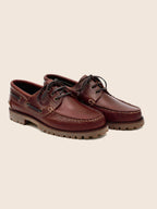 Brown lug-sole boat shoes
