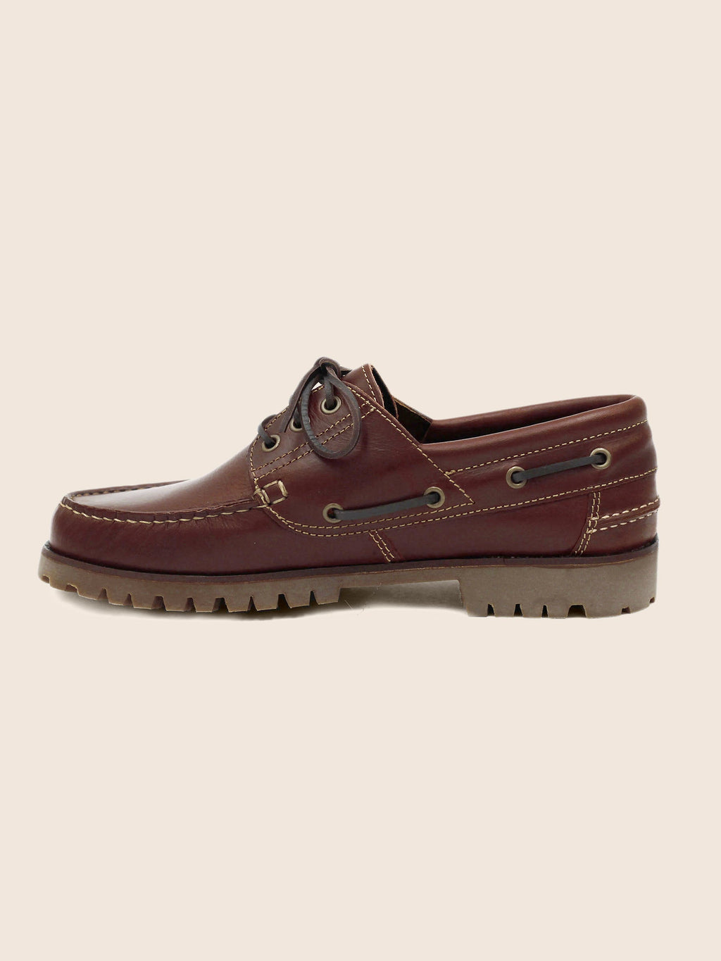 Brown lug-sole boat shoes