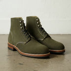 Men's Olive Green Plain-Toe Suede Ankle Boots — Headington