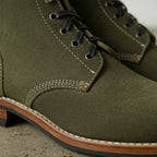 Men's Olive Green Plain-Toe Suede Ankle Boots — Headington
