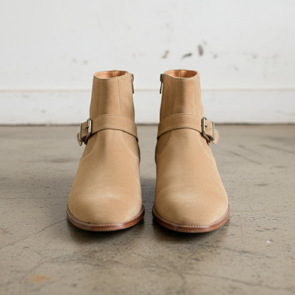 Men's Tan Suede Side-Zip Jodhpur Boots — Rawley