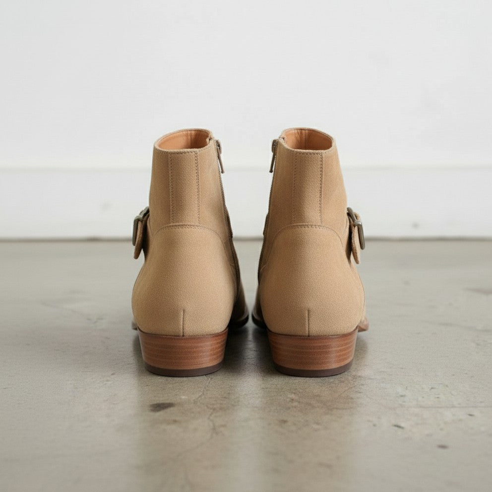 Men's Tan Suede Side-Zip Jodhpur Boots — Rawley