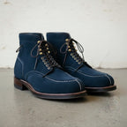 Men's Navy Apron-Toe Suede Derby Ankle Boots — HARROW