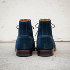 Men's Navy Apron-Toe Suede Derby Ankle Boots — HARROW