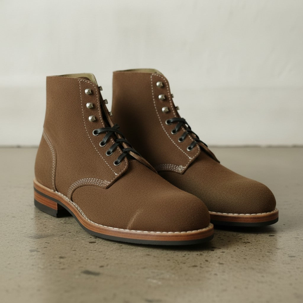 Men's Brown Plain-Toe Suede Ankle Boots — Headington