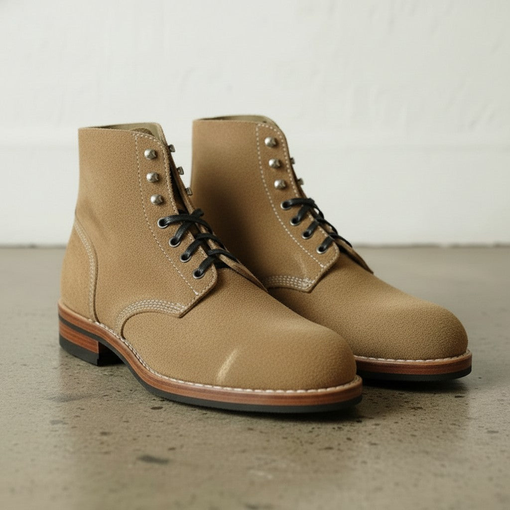Men's Tan Plain-Toe Suede Ankle Boots — Readington
