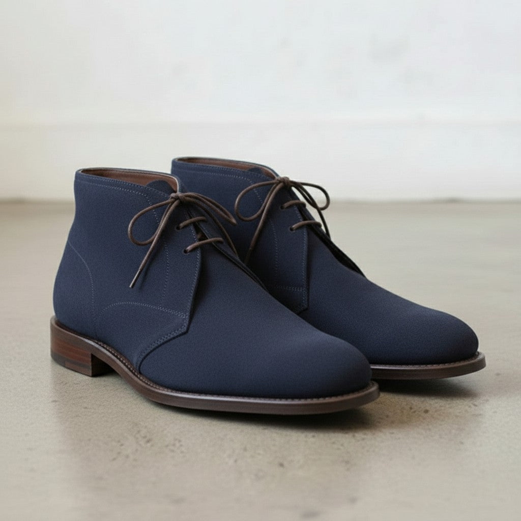 Men's Navy Blue Suede Chukka Boots — Karlowe