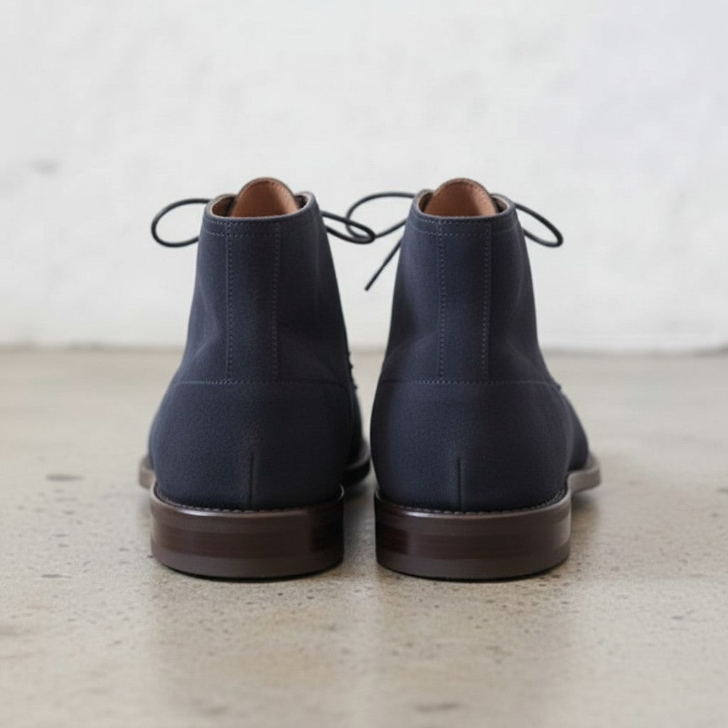 Men's Navy Blue Suede Chukka Boots — Karlowe