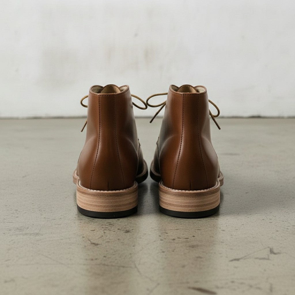 Men's Antique Brown Plain-Toe Leather Chukka Boots — Hussell