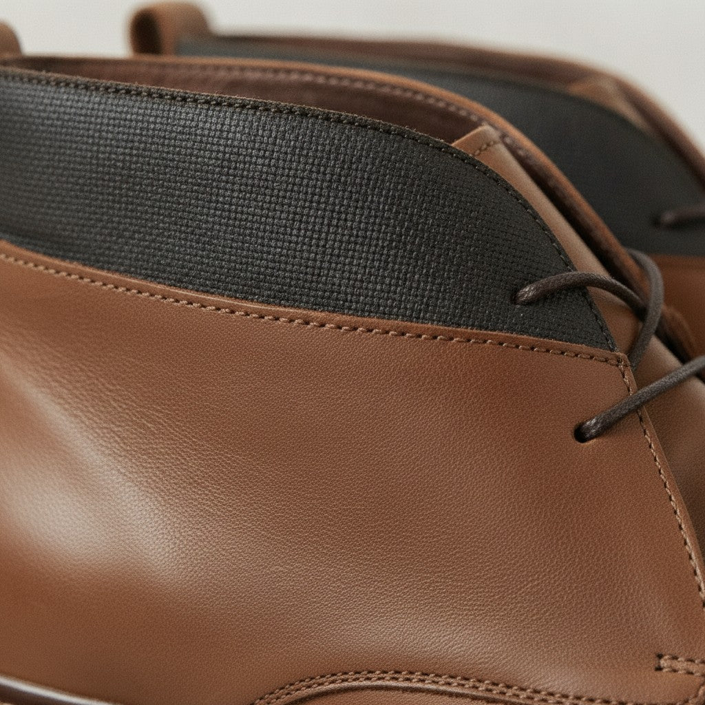 Men's Brown Plain-Toe Leather Chukka Boots — Gurford