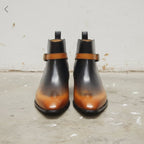 Men's Black and Tan Plain-Toe Leather Jodhpur Boots — carborough