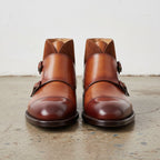 Men's Brown and Tan Cap-Toe Leather Double Monk Strap Chukka Boots — Deby