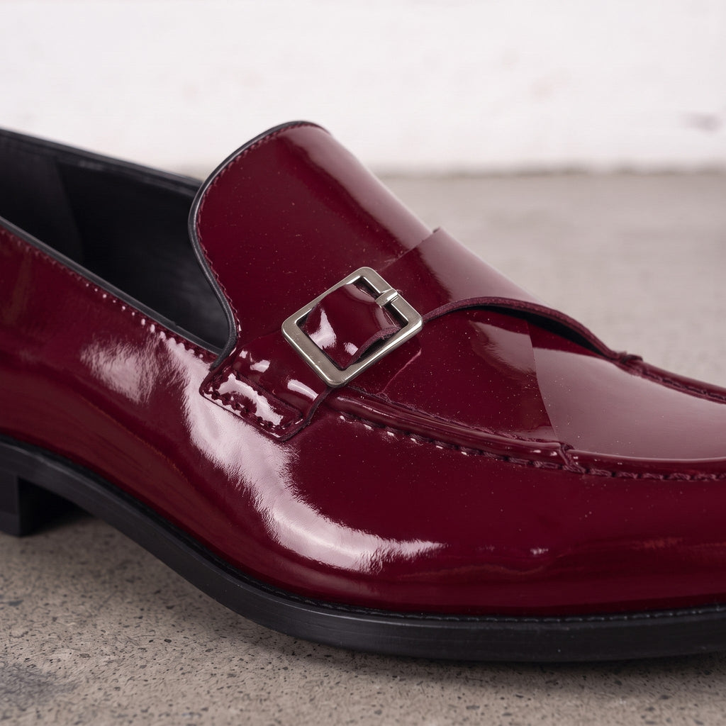 Men's Burgundy Patent Leather Monk Strap Loafers — Lofthouse