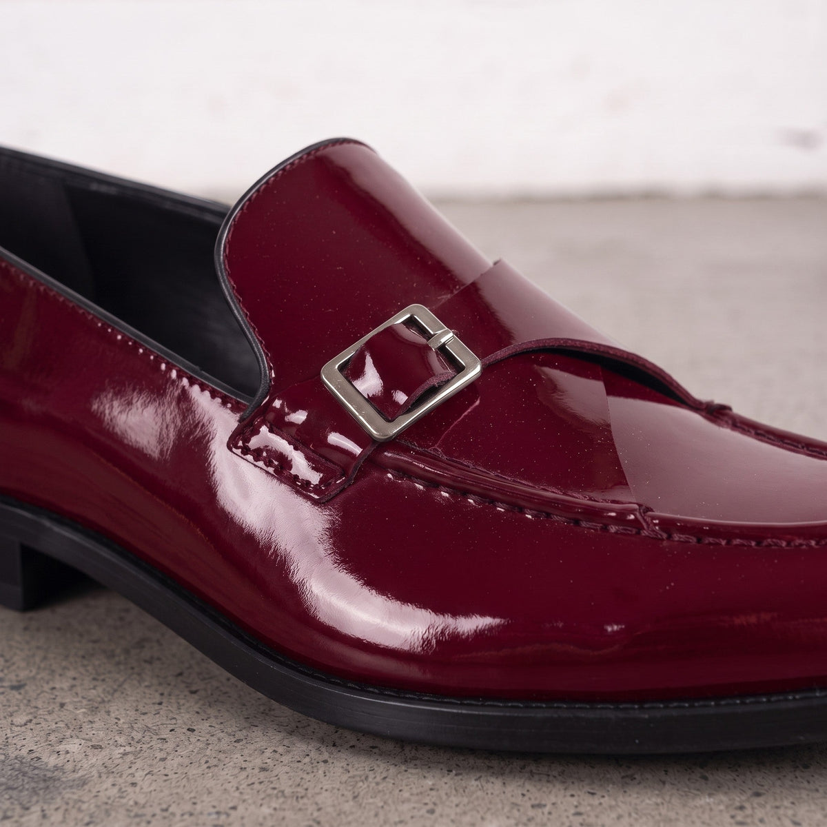Men's Burgundy Patent Leather Monk Strap Loafers — Lofthouse