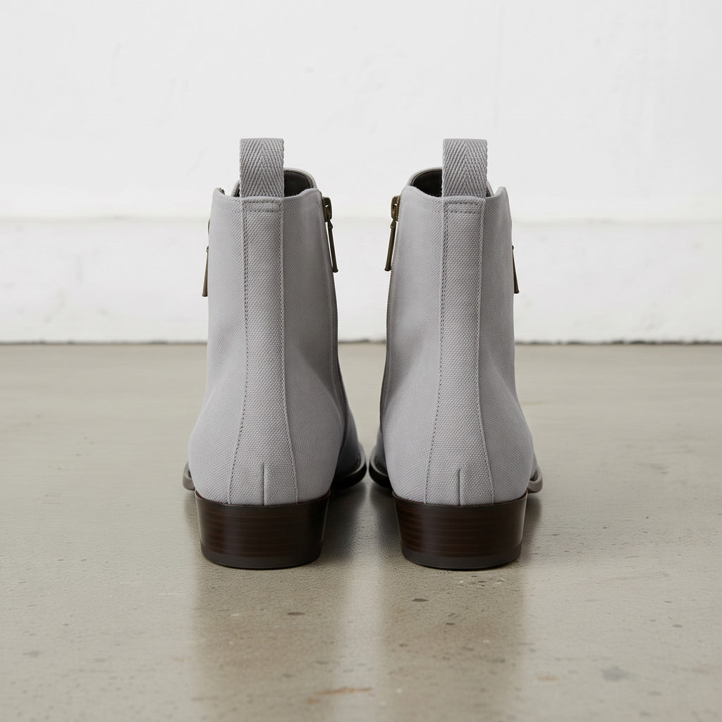Men's Light Gray Plain-Toe Suede Ankle Boots — Milloway