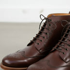 Men's Brown Wingtip Leather Derby Ankle Boots — Vatton