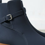 Men's Navy Blue Suede Buckle Ankle Boots — Hampton