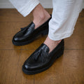 Black Leather Belize Chunky Tassel Loafers - With Track Soles - AW24 : The Royale Collection