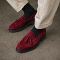 Burgundy Suede Belize Chunky Tassel Loafers - With Track Soles