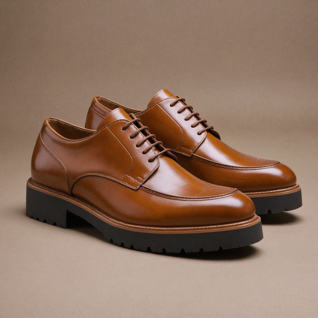 Tan Leather Orion Chunky Derby Shoes