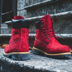 Red Nubuck Ankle Rugged Lace Up Combat Hiking Boots with Chunky Track Sole