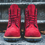 Red Nubuck Ankle Rugged Lace Up Combat Hiking Boots with Chunky Track Sole